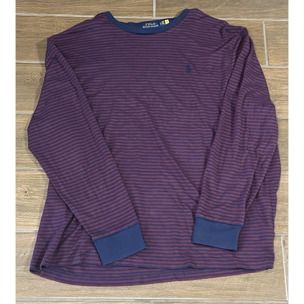 Polo Ralph Lauren Men's Sweatshirt Xtra Large Blue Purple Striped Crewneck